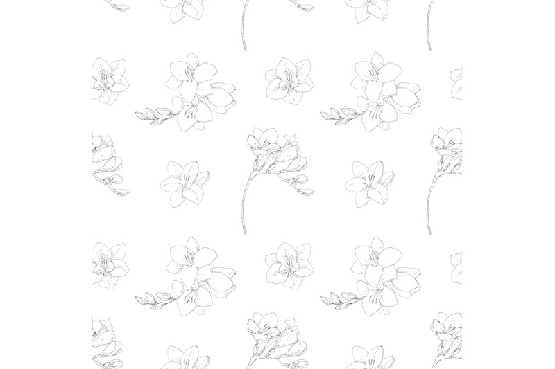 beautiful-freesia-flowers-pen-ink-seamless-pattern
