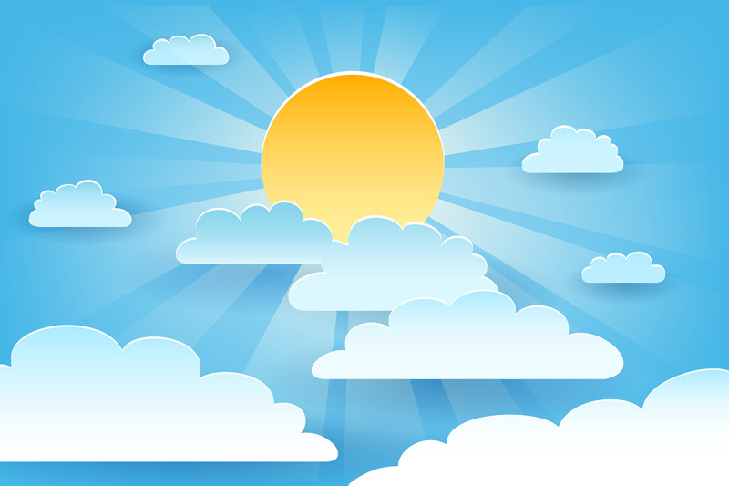 sun-and-cloud-paper-cut-illustration