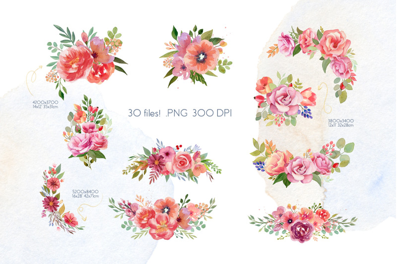 flower-bouquets-watercolor-collection