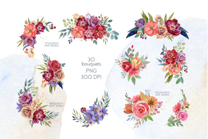 flower-bouquets-watercolor-collection