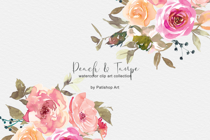 peach-amp-taupe-watercolor-floral-clip-art