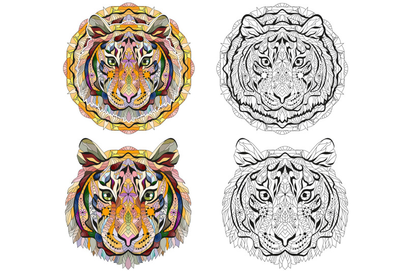 zentangle-tiger-head