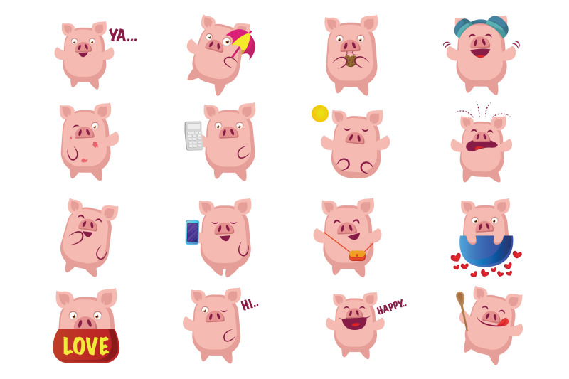 16x-pig-emoticon-collection-illustration