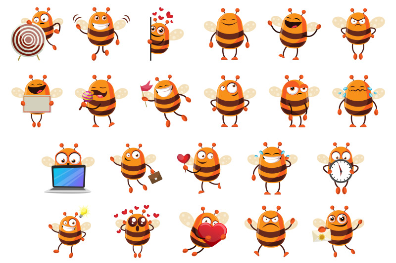 22x-bee-emoticon-collection-illustration