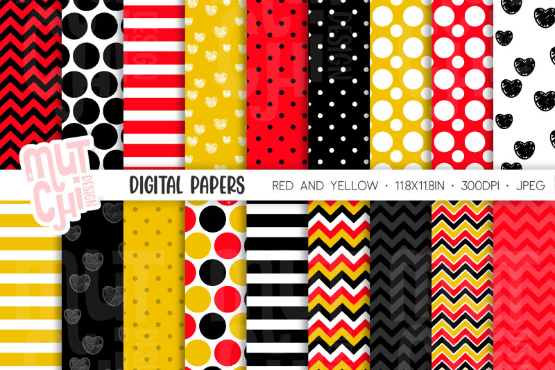 red-and-yellow-black-digital-paper-set