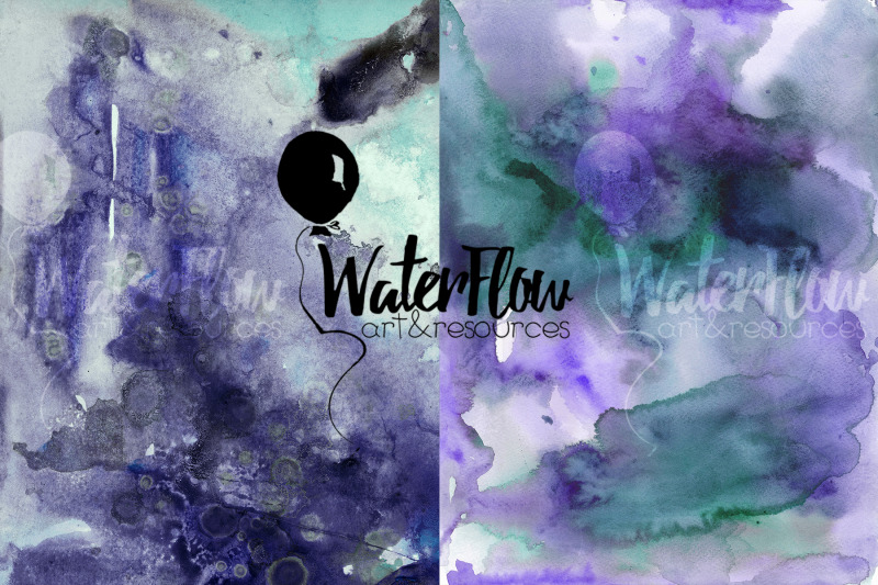 6-purple-and-mint-watercolor-textures-hq-digital-papers