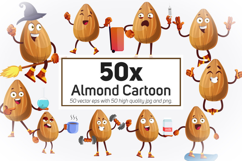 50x-almond-in-different-situation-cartoon-collection-illustration