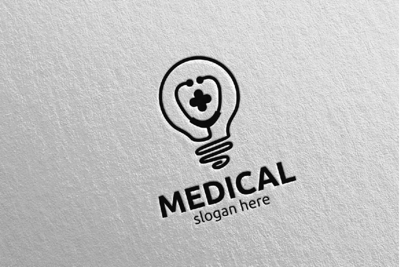 bulb-cross-medical-hospital-logo-design-110