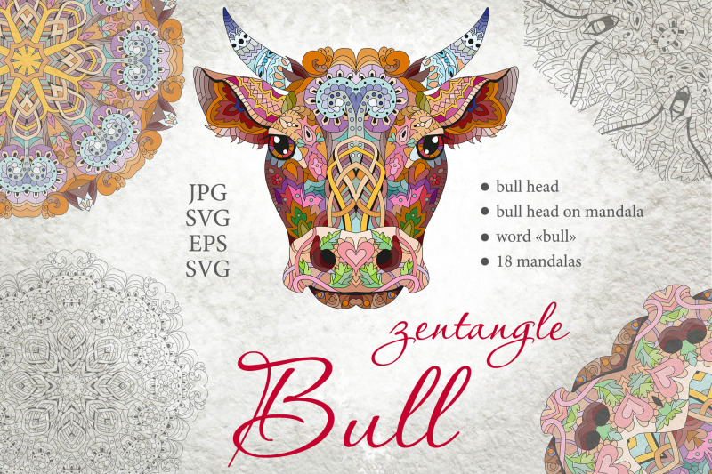 zentangle-bull-head