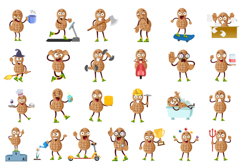 50x-peanut-character-or-mascot-in-different-situation-collection