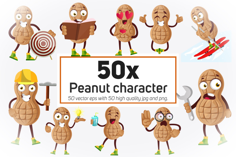 50x-peanut-character-or-mascot-in-different-situation-collection