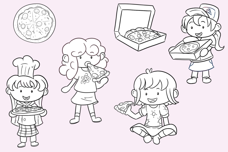 pizza-party-girls-digital-stamps