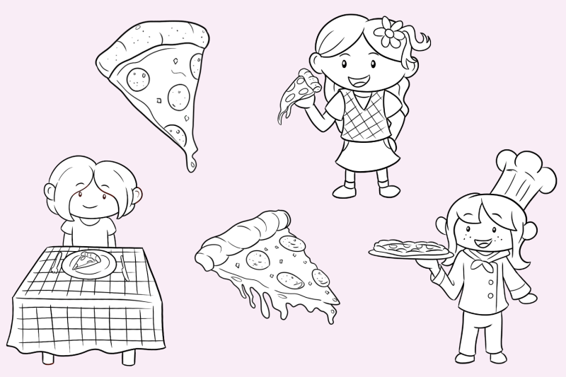 pizza-party-girls-digital-stamps
