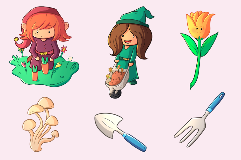 gnome-girls-clip-art-collection