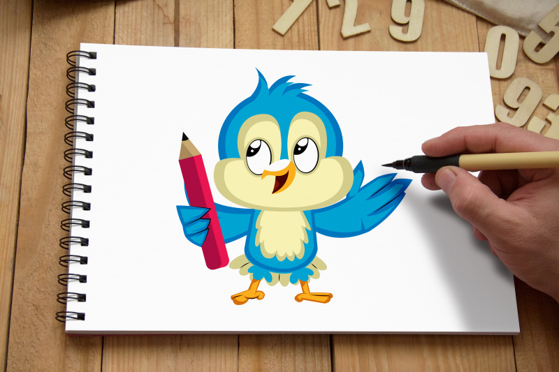50x-blue-bird-character-collection-illustration