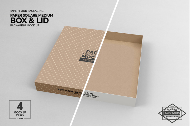 Download Medium Square Paper Box&Lid Mockup By INC Design Studio ...