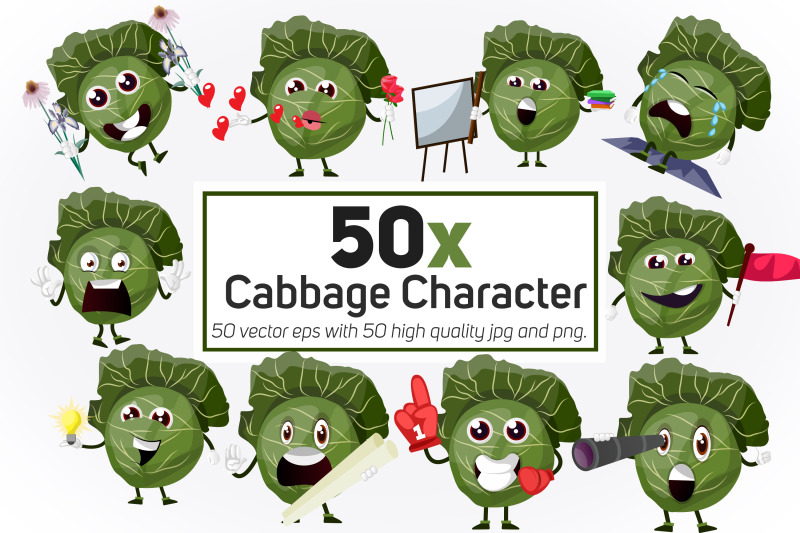 50x-cabbage-character-or-mascot-in-different-situation-collection