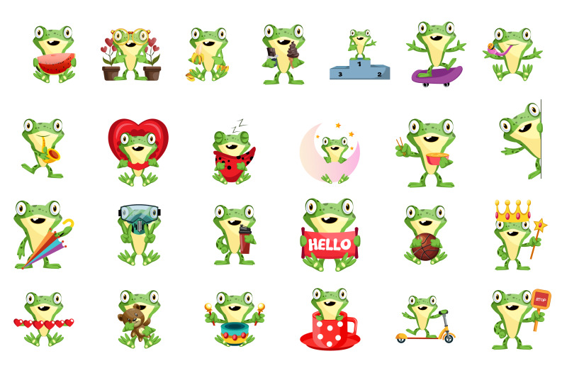 50x-frog-character-in-different-situation-collection-illustration