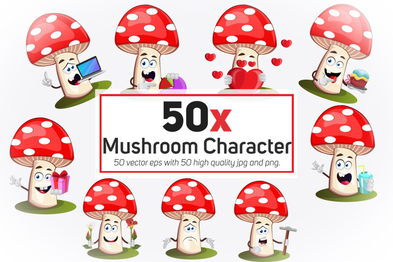 38x-mushroom-character-and-mascot-collection-illustration