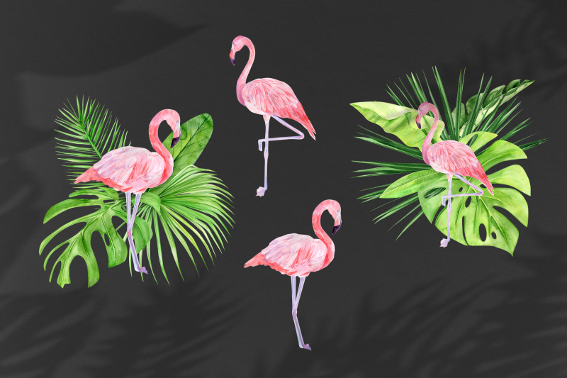 watercolor-flamingo-clipart-tropical-pink-famingo-summer-clip-art