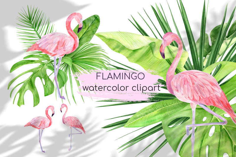 watercolor-flamingo-clipart-tropical-pink-famingo-summer-clip-art