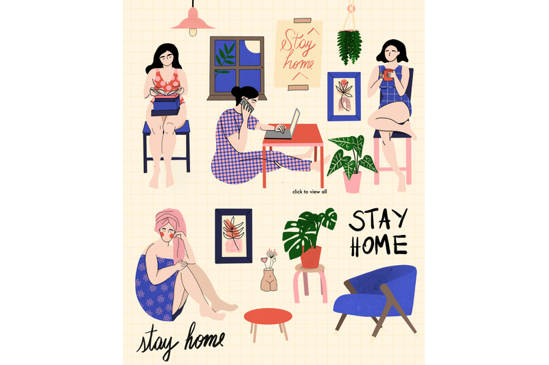 stay-home-illustration-set