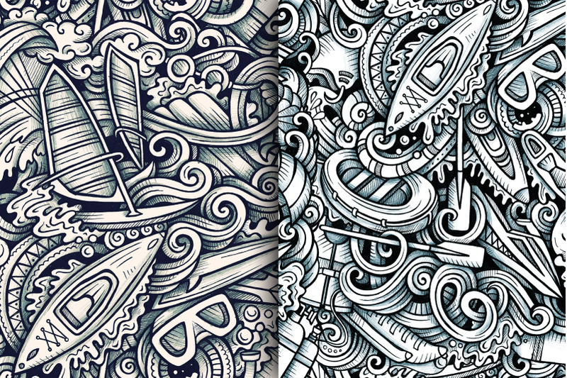 summer-sports-graphic-doodles-patterns