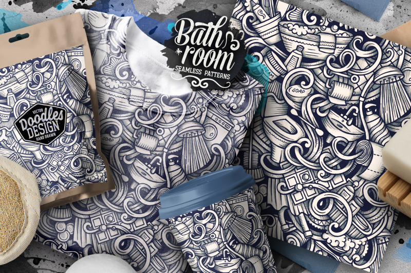 bathroom-graphics-doodle-seamless-patterns