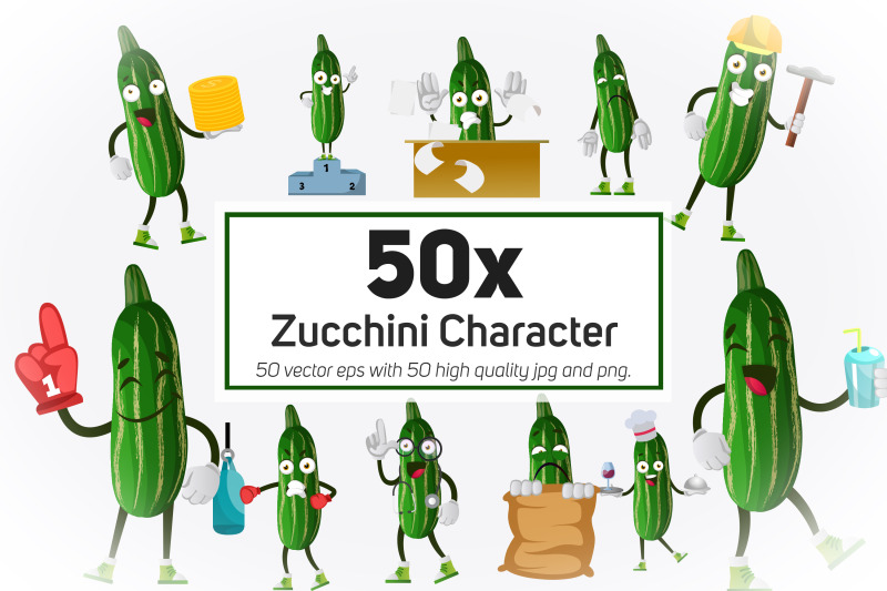 50x-zucchini-character-and-mascot-collection-illustration