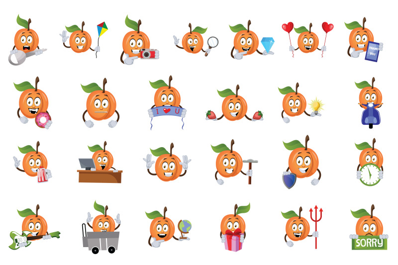50x-apricot-character-and-mascot-collection-illustration