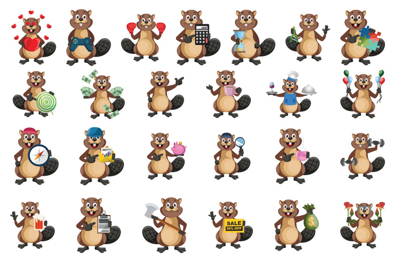 50x-beaver-character-and-mascot-collection-illustration