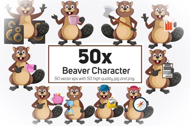 50x-beaver-character-and-mascot-collection-illustration