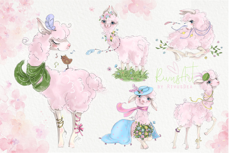 llama-png-clipart-spring-alpaca-graphics-printable-painting-cute-ba