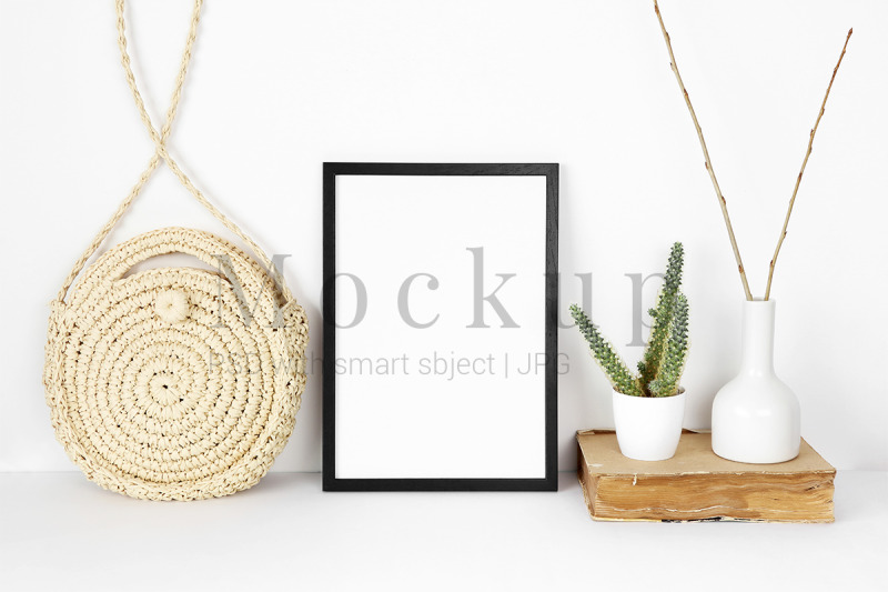 black-photo-frame-mockup-with-cactus