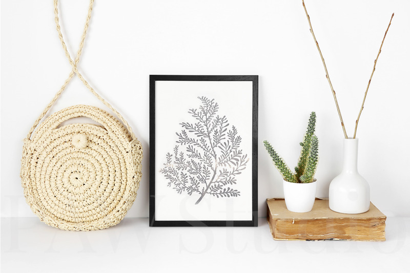 black-photo-frame-mockup-with-cactus