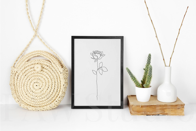 black-photo-frame-mockup-with-cactus