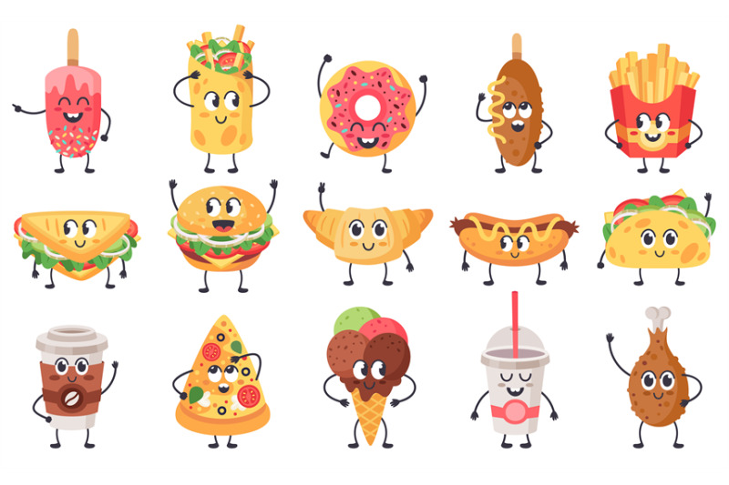 funny-food-mascots-cute-doodle-junk-food-mascot-fast-food-with-faces