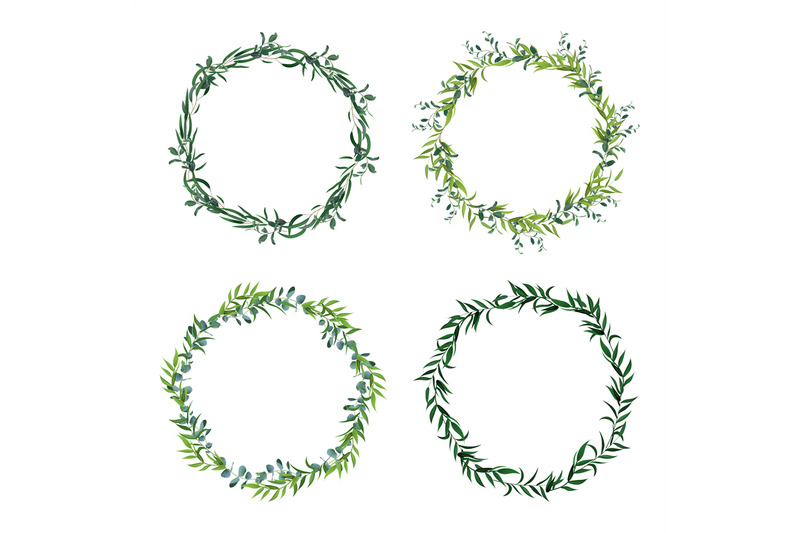 round-leaf-borders-circle-green-leaves-wreath-floral-frames-decorat