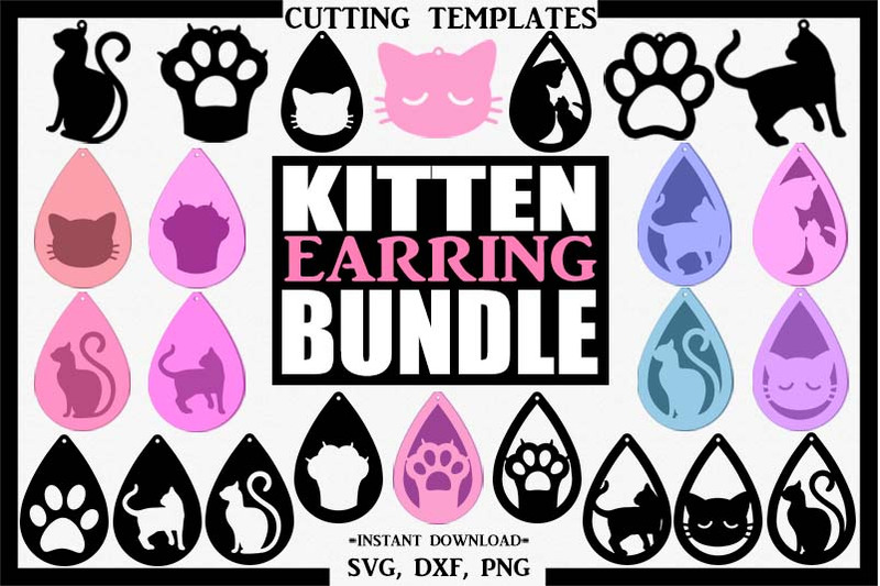 Download Cat Bundle Earrings, Silhouette, Cricut, Cut File, SVG DXF ...