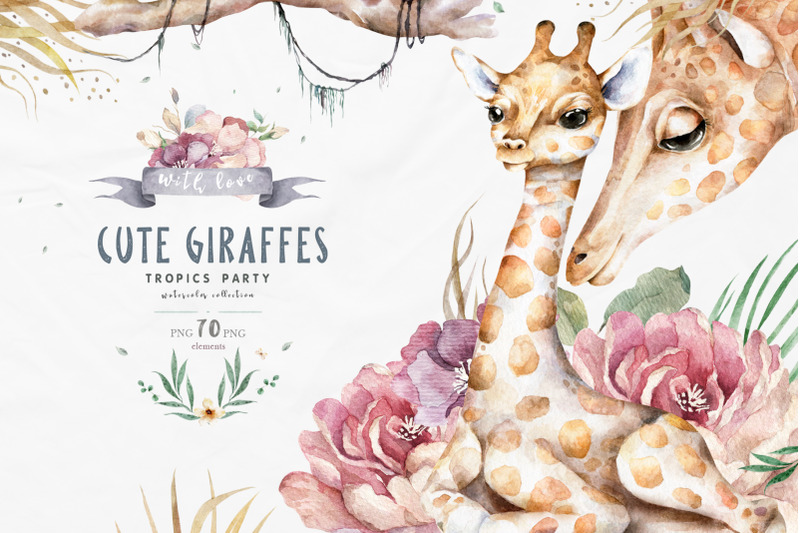 cute-giraffes-watercolor-tropic