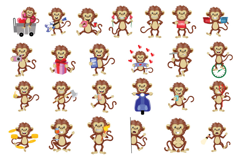 50x-monkey-character-or-mascot-collection-illustration