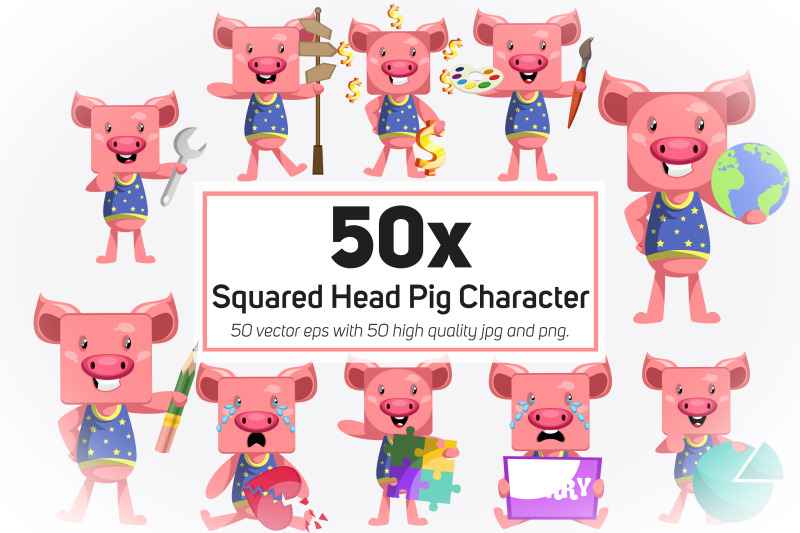 50x-squared-head-pig-character-and-mascot-collection-illustration