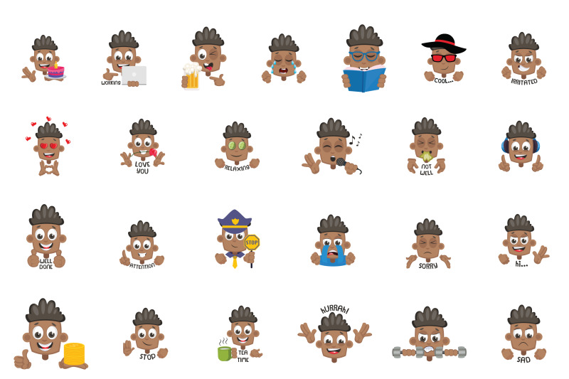 50x-black-man-emoticon-or-sticker-character-collection-illustration