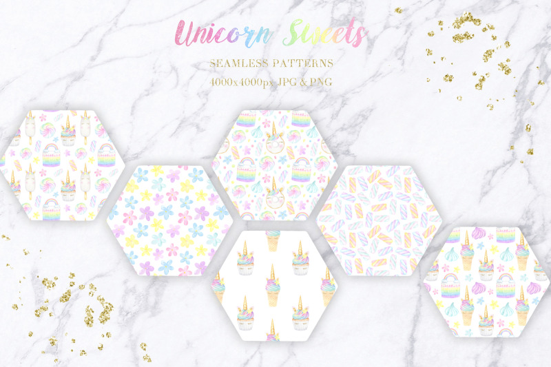 unicorn-sweets-watercolor-collection-of-cliparts-and-patterns