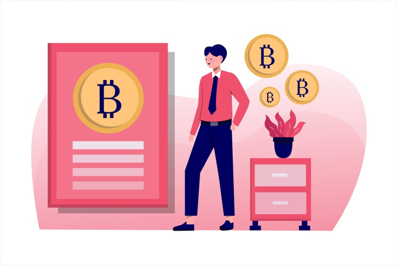 bitcoin-learning-flat-vector-illustration