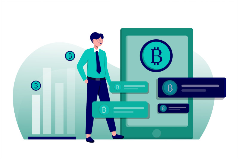 bitcoin-businessman-flat-vector-illustration