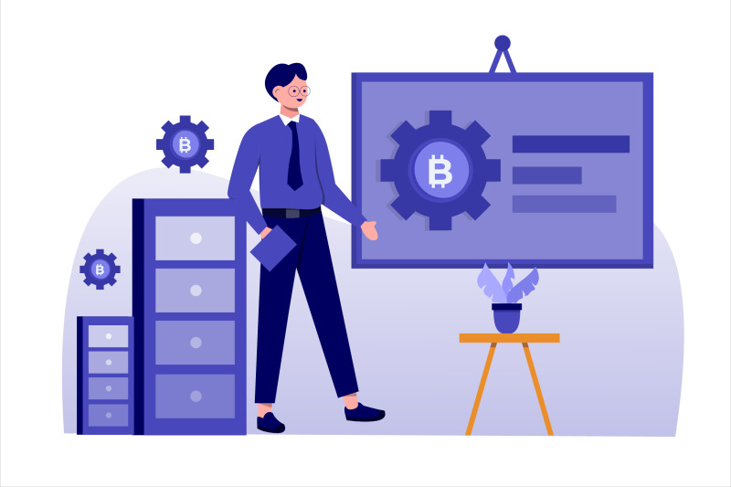 bitcoin-presentation-flat-vector-illustration