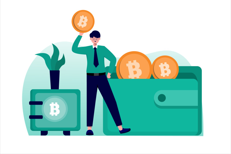 bitcoin-wallet-flat-vector-illustration