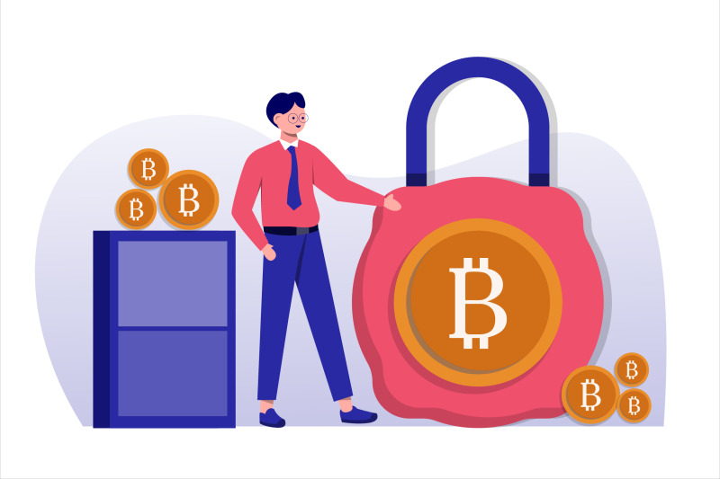 bitcoin-security-flat-vector-illustration
