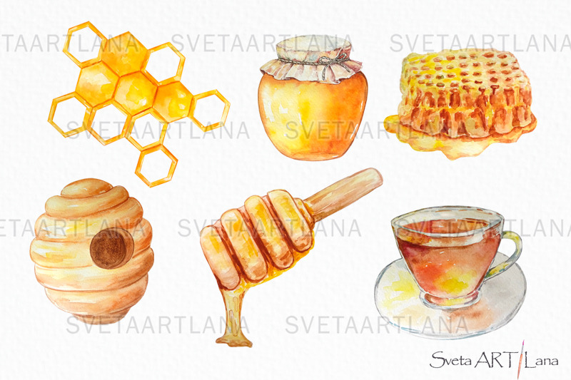 honey-and-bee-watercolor-clipart